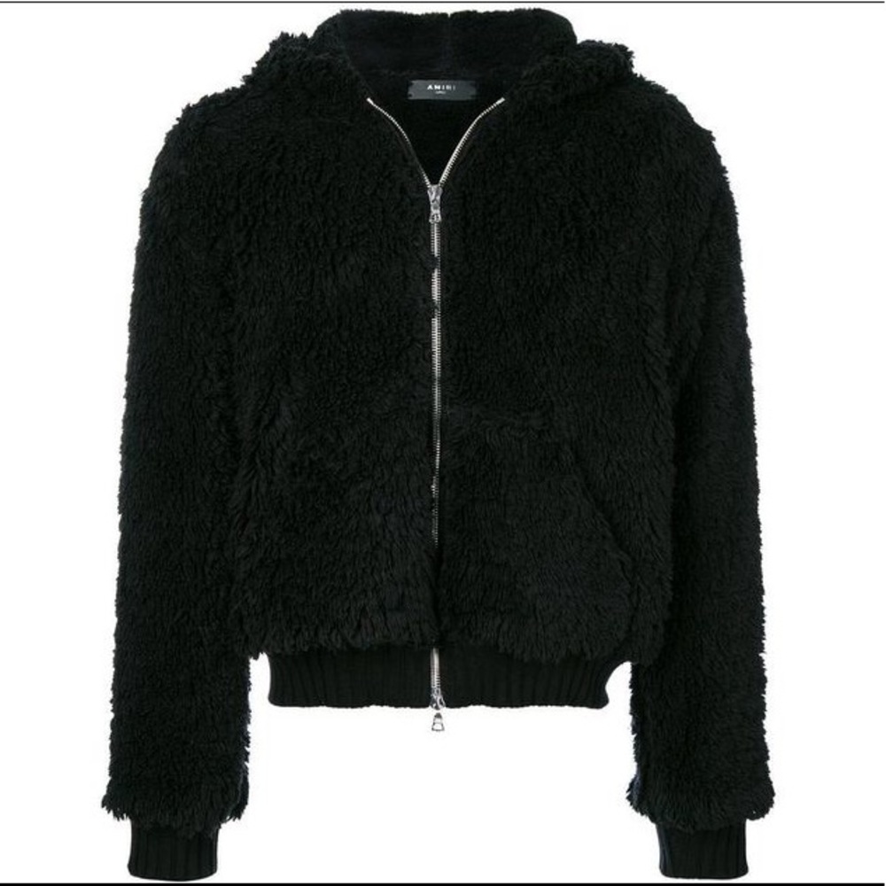 Amiri Sherpa Hoodie Teddy Jacket Black